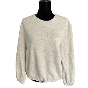 Roller Rabbit Cream Speckled Cropped Sweatshirt Woman’s Large Made in USA Cotton